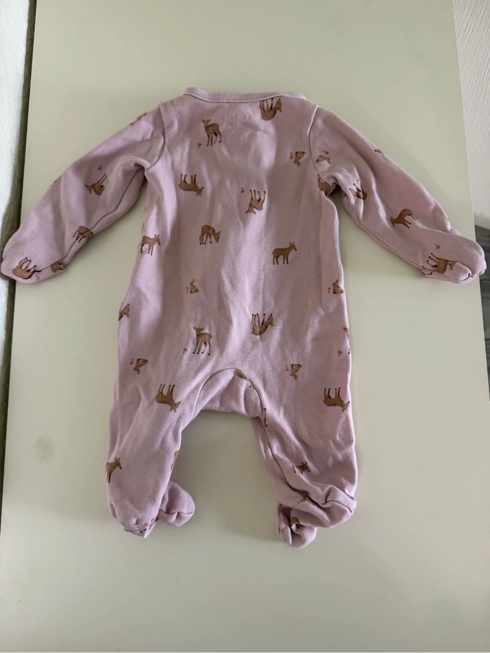 Carter's Mauve Deer-Print Footed One-Piece